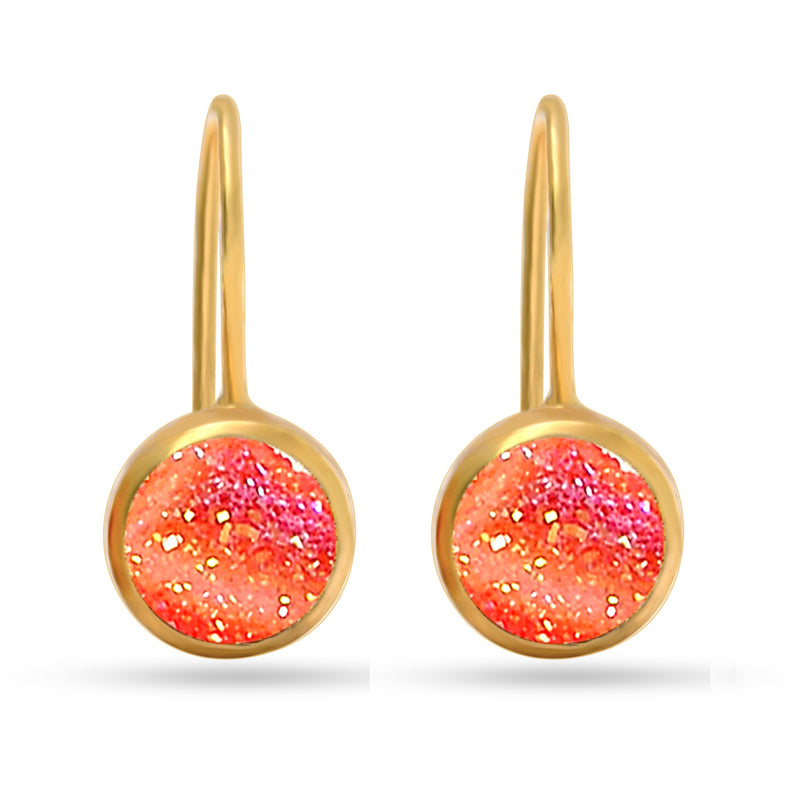 18k Gold Vermeil - Red Aura Druzy Earrings - ND-E109RAD