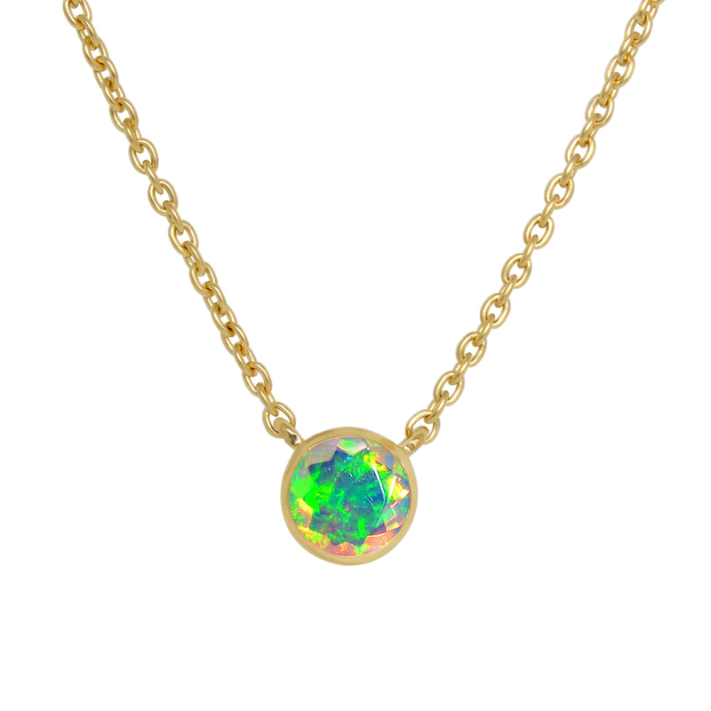 5*5 MM Round - 18k Gold Vermeil - Ethiopian Opal Faceted Necklace - ND-N208EOF