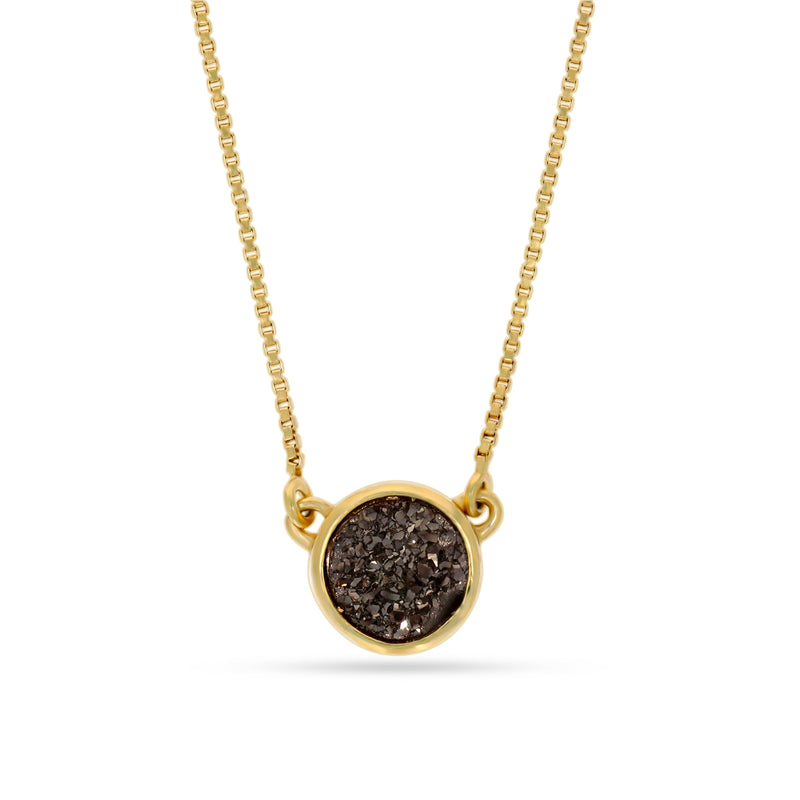 18k Gold Plated - Platinium Window Druzy Necklace - ND-N210PWD