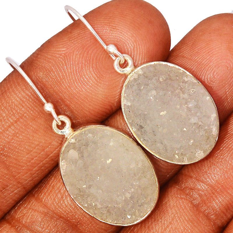 1.6" Natural Quartz Druzy Earrings - NQDE8