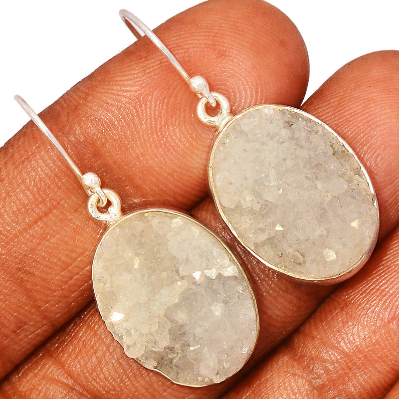 1.5" Natural Quartz Druzy Earrings - NQDE9