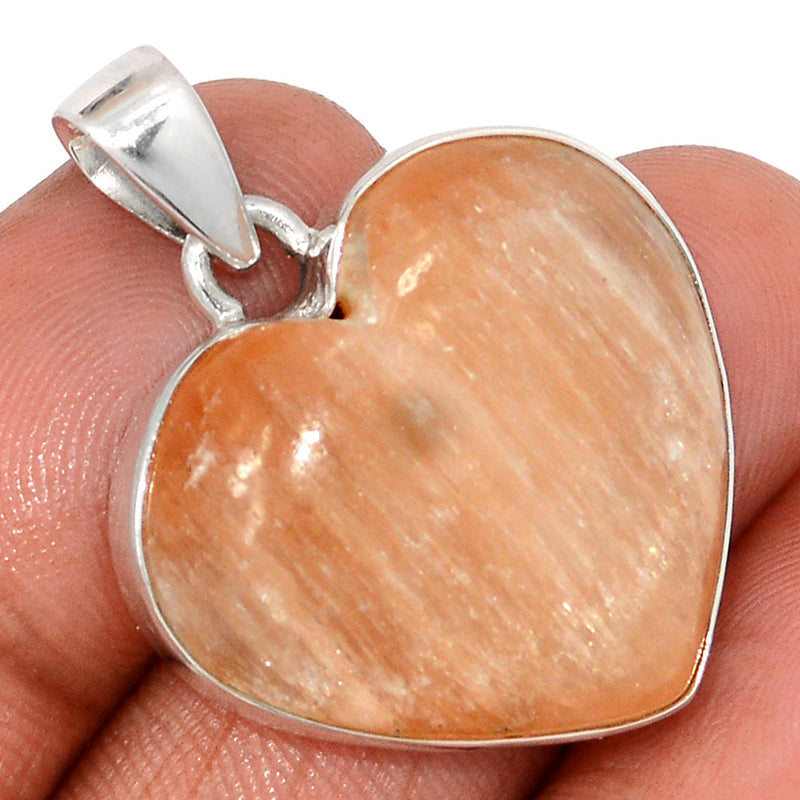 1.3" Heart - Orange Selenite Pendants - OSNP169