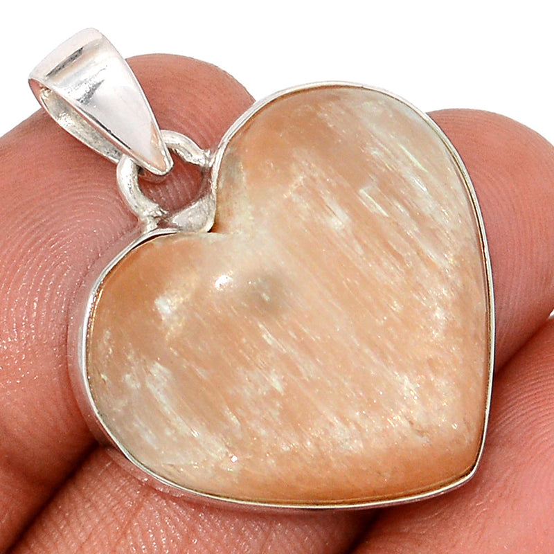 1.3" Heart - Orange Selenite Pendants - OSNP172