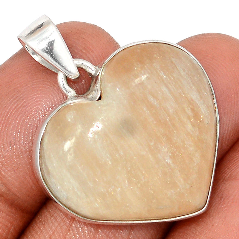 1.3" Heart - Orange Selenite Pendants - OSNP173