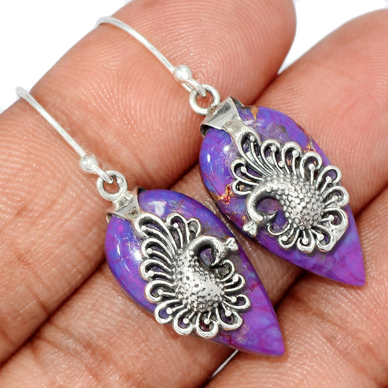 1.5" Peacock - Purple Copper Turquoise Earrings - PCTE1590