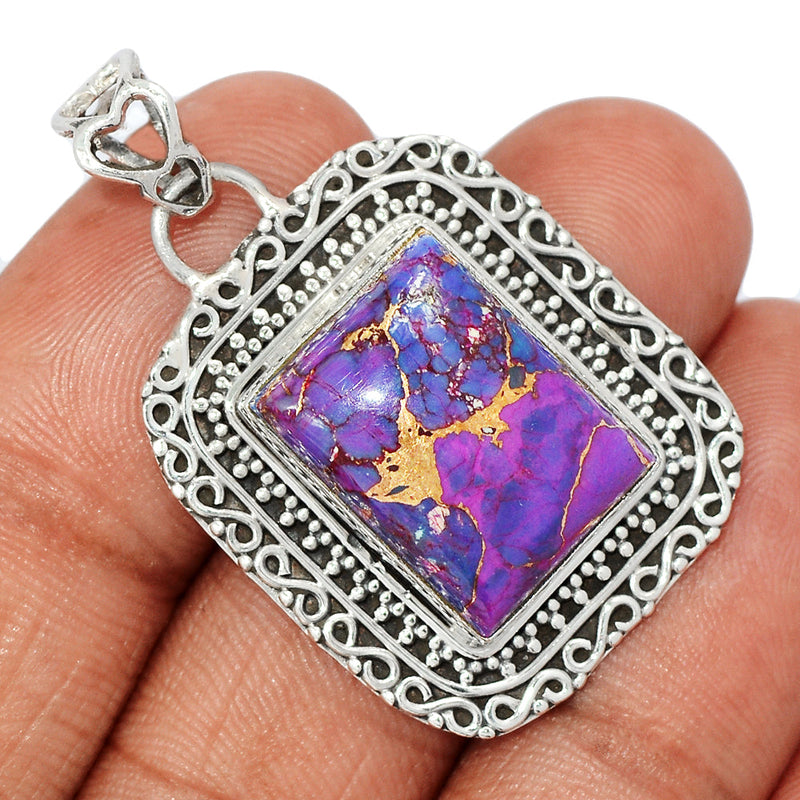 1.6" Fine Filigree - Purple Copper Turquoise Pendants - PCTP2354