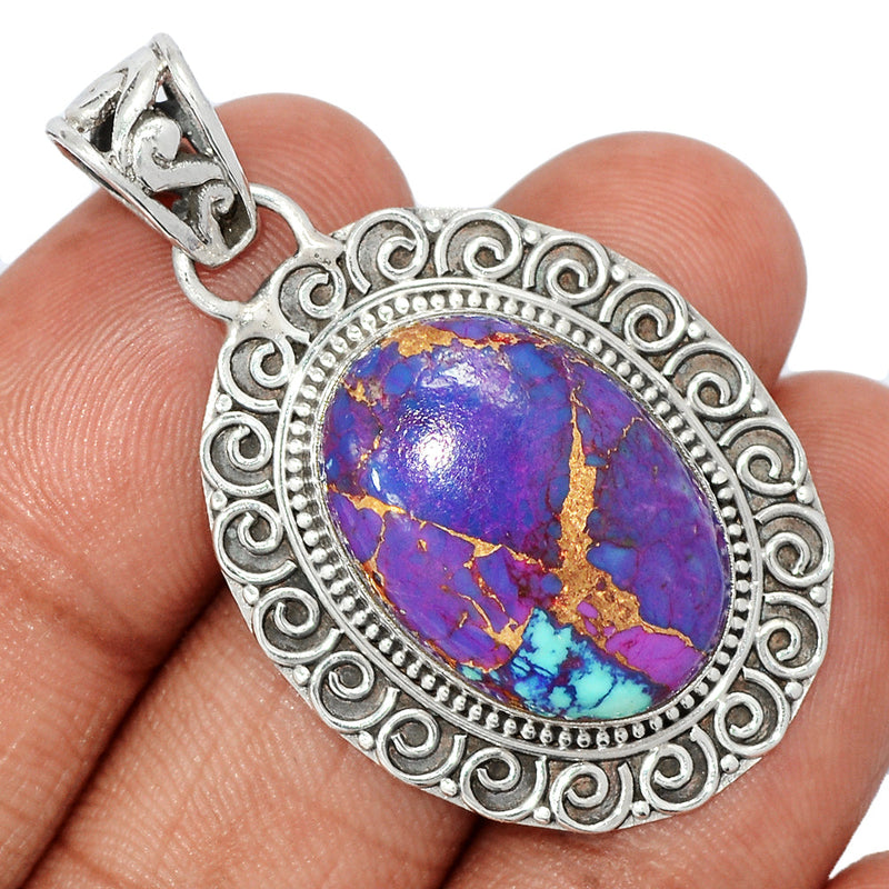 1.7" Fine Filigree - Purple Copper Turquoise Pendants - PCTP2359