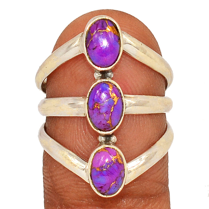 Three Stone - Purple Copper Turquoise Ring - PCTR907