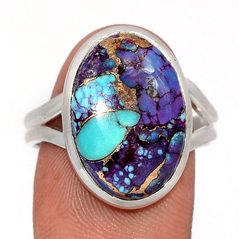 Purple Copper With Blue Turquoise Ring - PCWR15