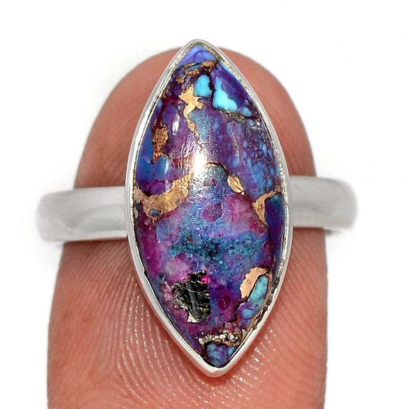 Purple Copper With Blue Turquoise Ring - PCWR32