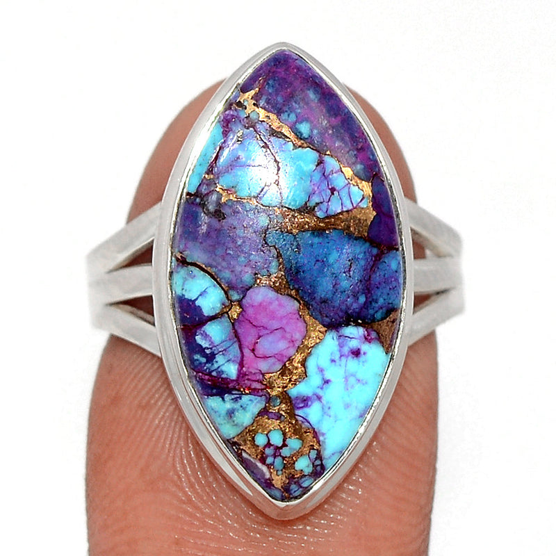 Purple Copper With Blue Turquoise Ring - PCWR39