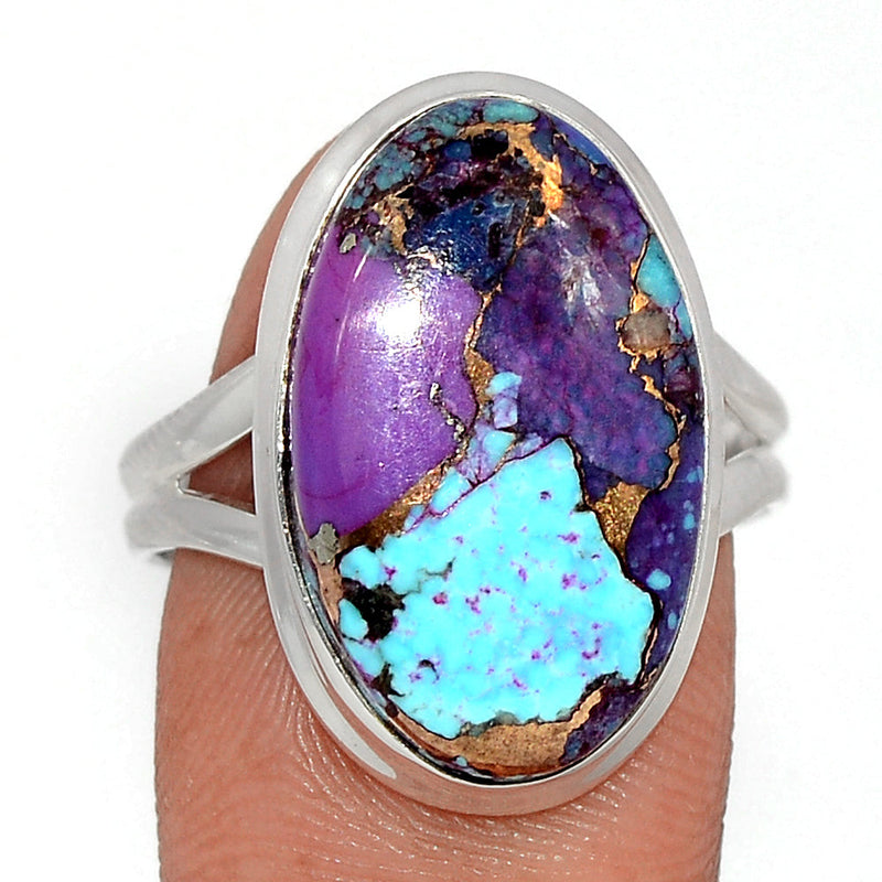 Purple Copper With Blue Turquoise Ring - PCWR7