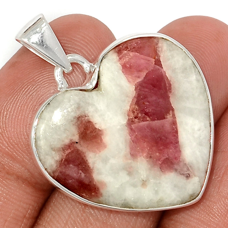 1.5" Heart - Natural Rubellite Pink Tourmaline In Quartz Cabochon Pendants - PQCP264