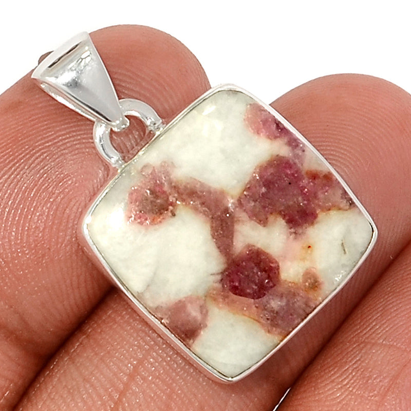 1.1" Natural Rubellite Pink Tourmaline In Quartz Cabochon Pendants - PQCP265