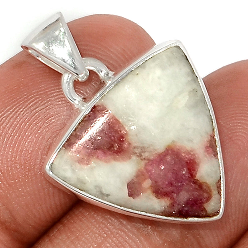 1.1" Natural Rubellite Pink Tourmaline In Quartz Cabochon Pendants - PQCP267