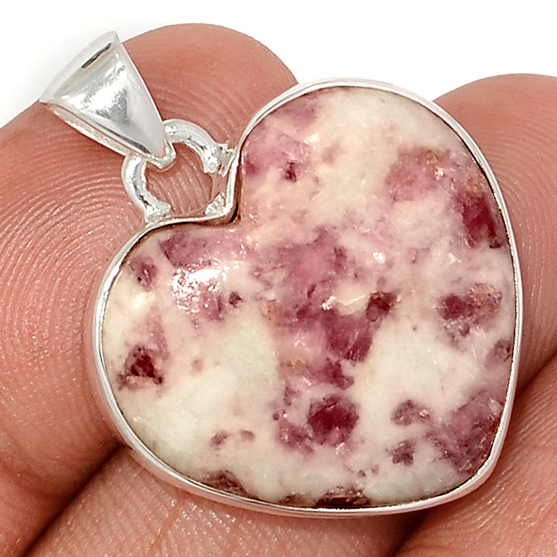 1.2" Heart - Natural Rubellite Pink Tourmaline In Quartz Cabochon Pendants - PQCP268