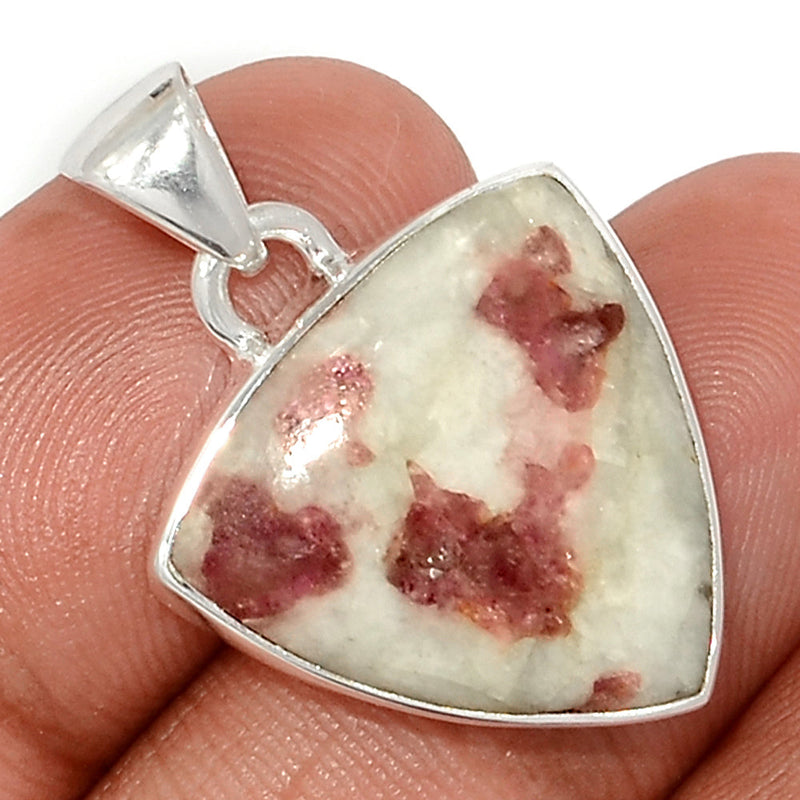 1.2" Natural Rubellite Pink Tourmaline In Quartz Cabochon Pendants - PQCP270