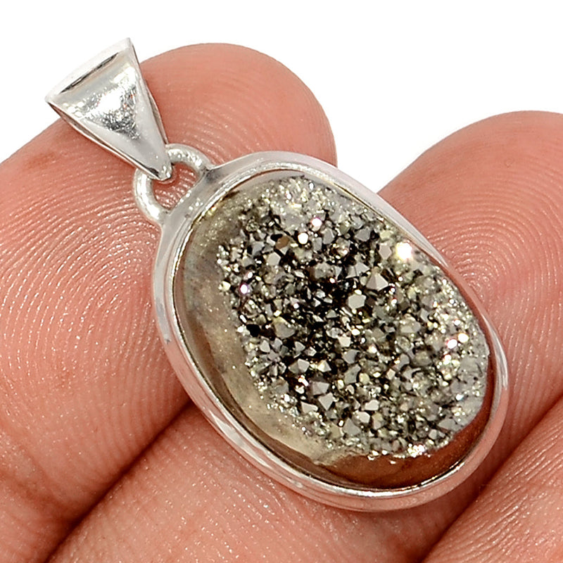 1.2" Platinium Window Druzy Pendants - PWDP170