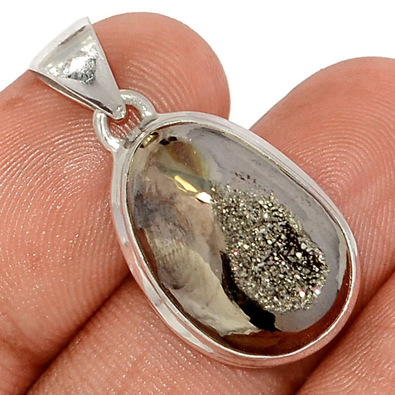 1.2" Platinium Window Druzy Pendants - PWDP178