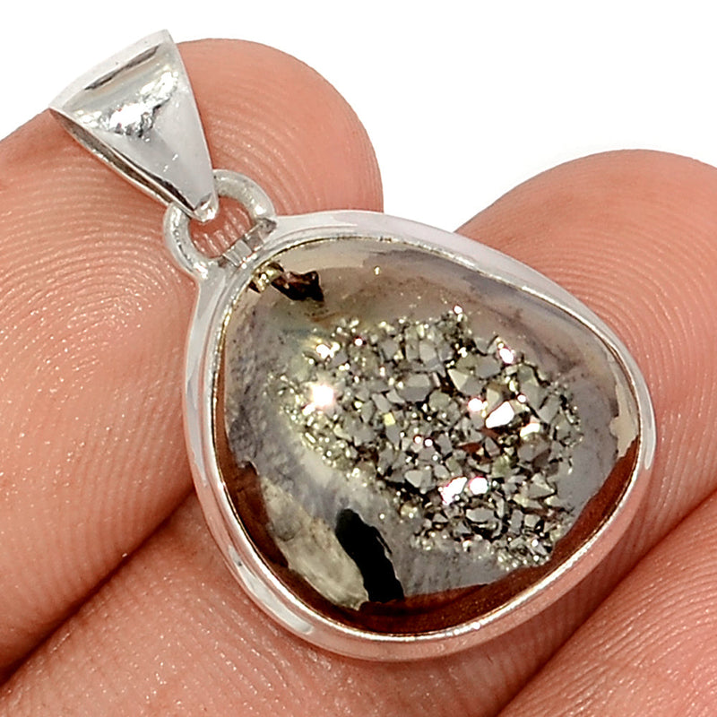 1.1" Platinium Window Druzy Pendants - PWDP179