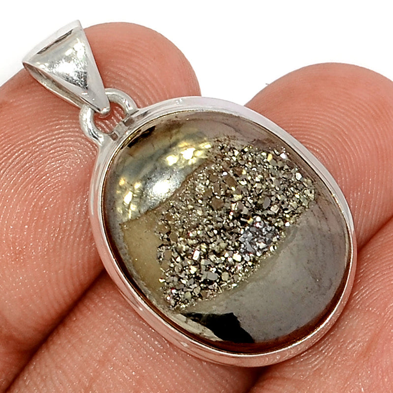 1.2" Platinium Window Druzy Pendants - PWDP181