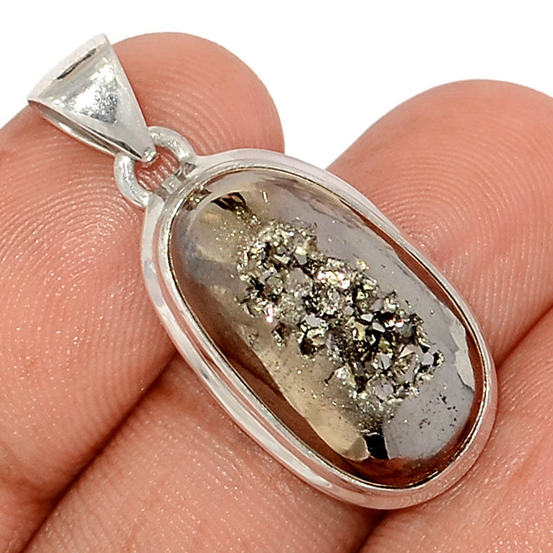 1.2" Platinium Window Druzy Pendants - PWDP182