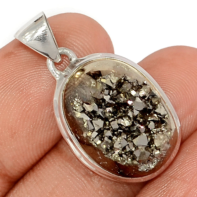 1.2" Platinium Window Druzy Pendants - PWDP183