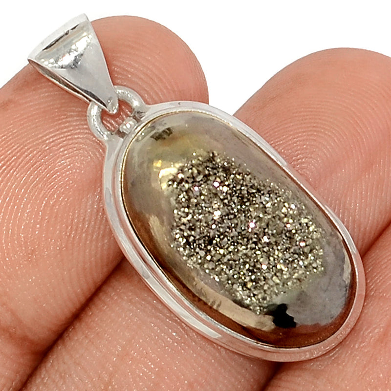 1.2" Platinium Window Druzy Pendants - PWDP185