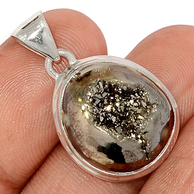 1.1" Platinium Window Druzy Pendants - PWDP186