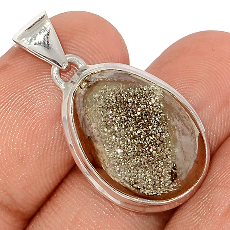 1.2" Platinium Window Druzy Pendants - PWDP187