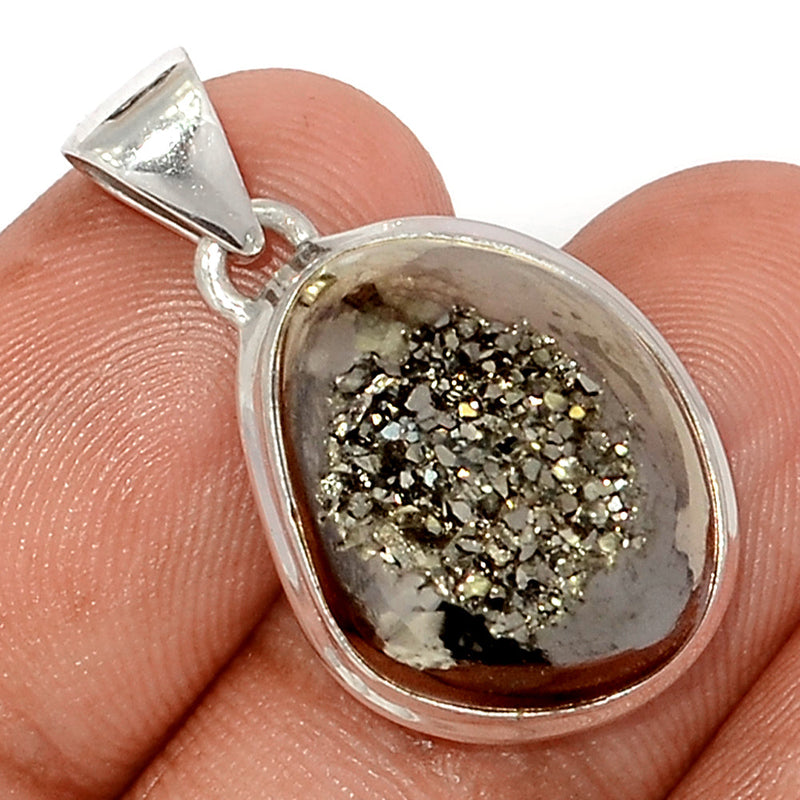 1.1" Platinium Window Druzy Pendants - PWDP189