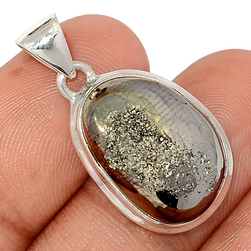 1.2" Platinium Window Druzy Pendants - PWDP190