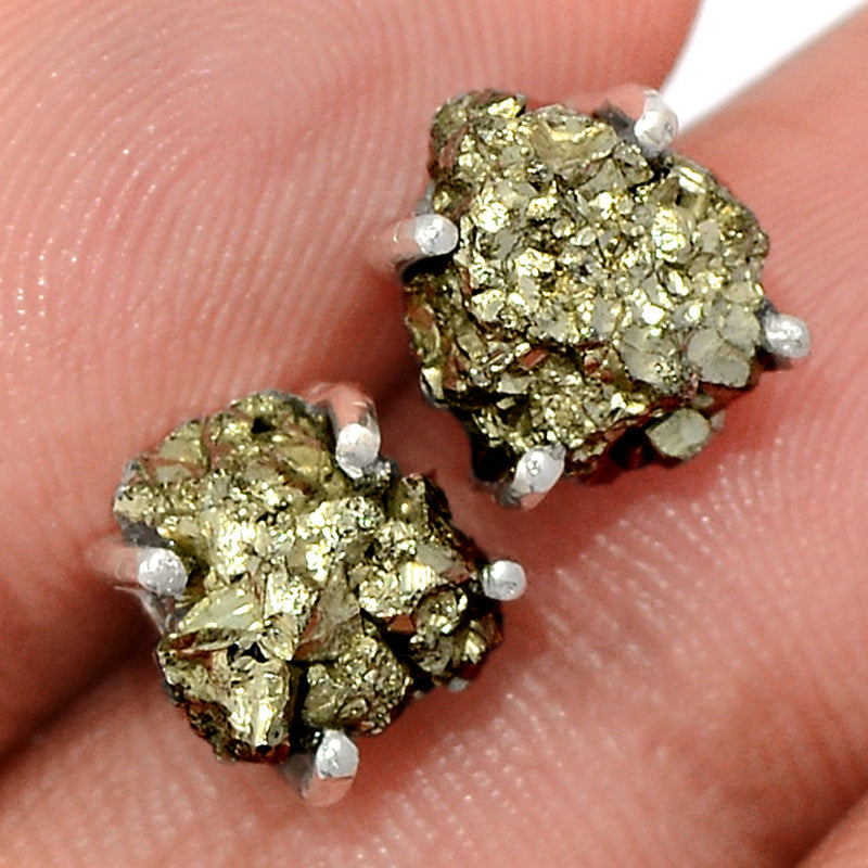 Claw - Mexican Pyrite Druzy Studs - PYDS145