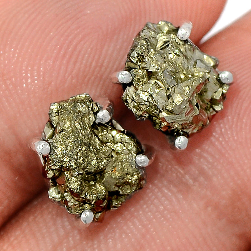 Claw - Mexican Pyrite Druzy Studs - PYDS146