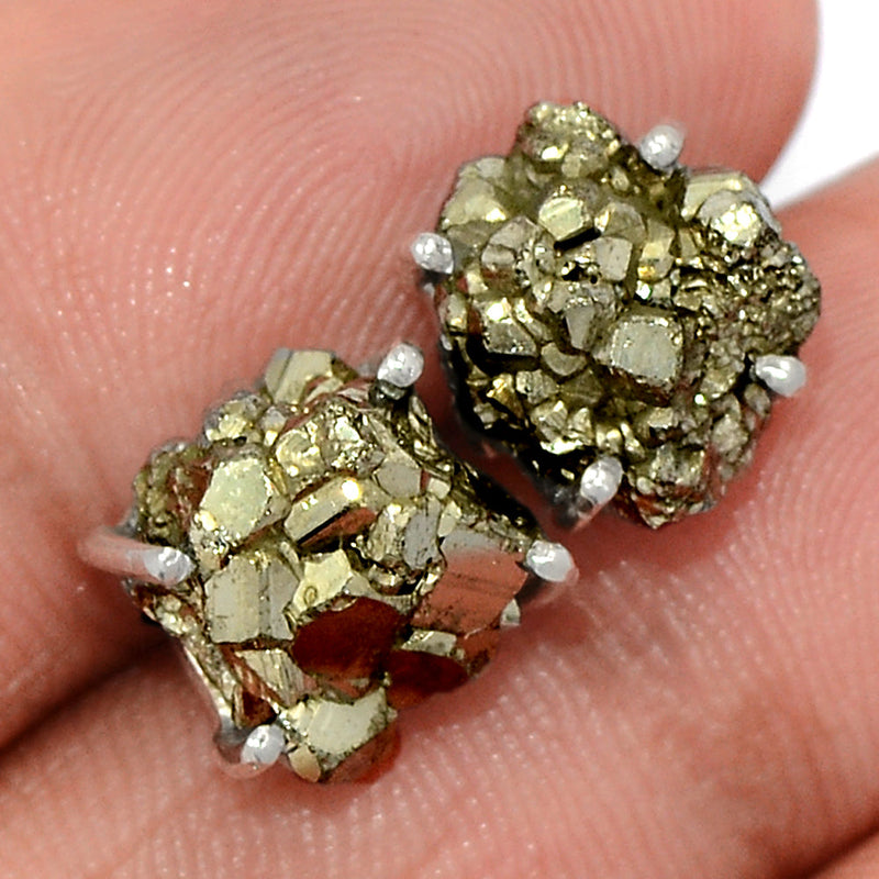 Claw - Mexican Pyrite Druzy Studs - PYDS147