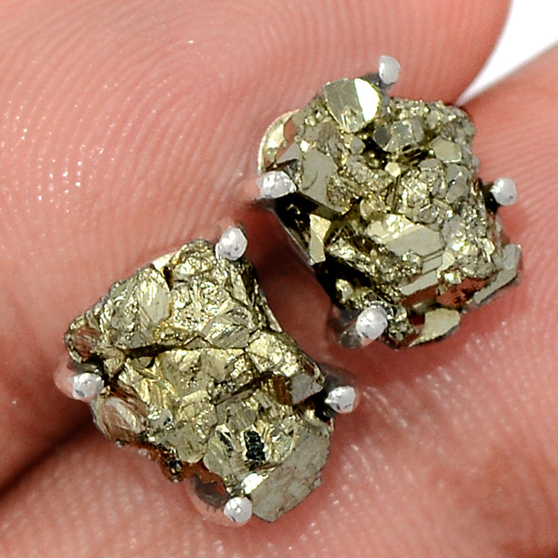 Claw - Mexican Pyrite Druzy Studs - PYDS148