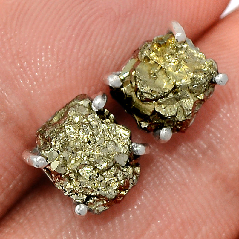 Claw - Mexican Pyrite Druzy Studs - PYDS152