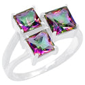 5*5, 6*6 MM Square - Mystic Topaz Ring - R5180MT