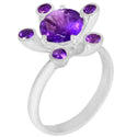 9*9, 3*3 MM Round - Amethyst Faceted Ring - R5182A