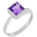 7*7 MM Square - Amethyst Faceted Ring - R5221A