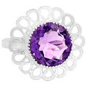 12*12 MM Round - Amethyst Faceted Ring - R5273A