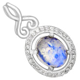 8*10 MM Oval - Rainbow Moonstone With Cz Pendants - RMSP11