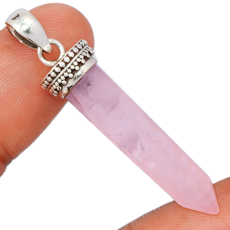 1.8" Point - Rose Quartz Faceted Pendants - RQFP1134