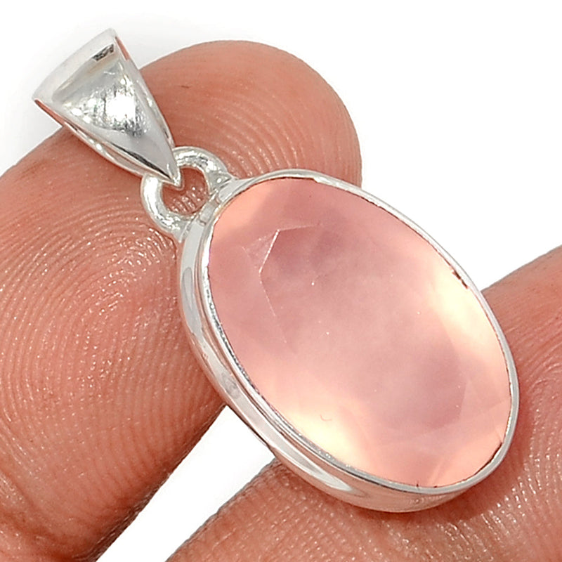 1.2" Rose Quartz Faceted Pendants - RQFP1140