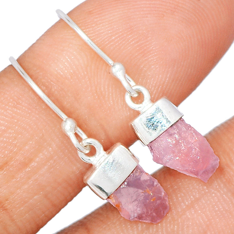 1.1" Rose Quartz Rough Earrings - RQRE291