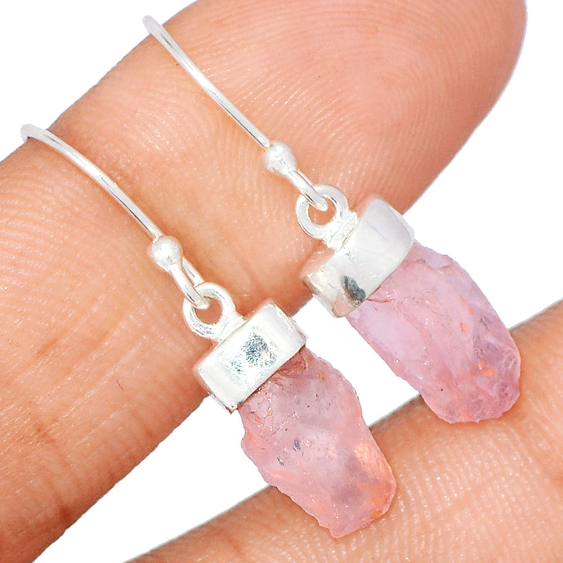 1.1" Rose Quartz Rough Earrings - RQRE292