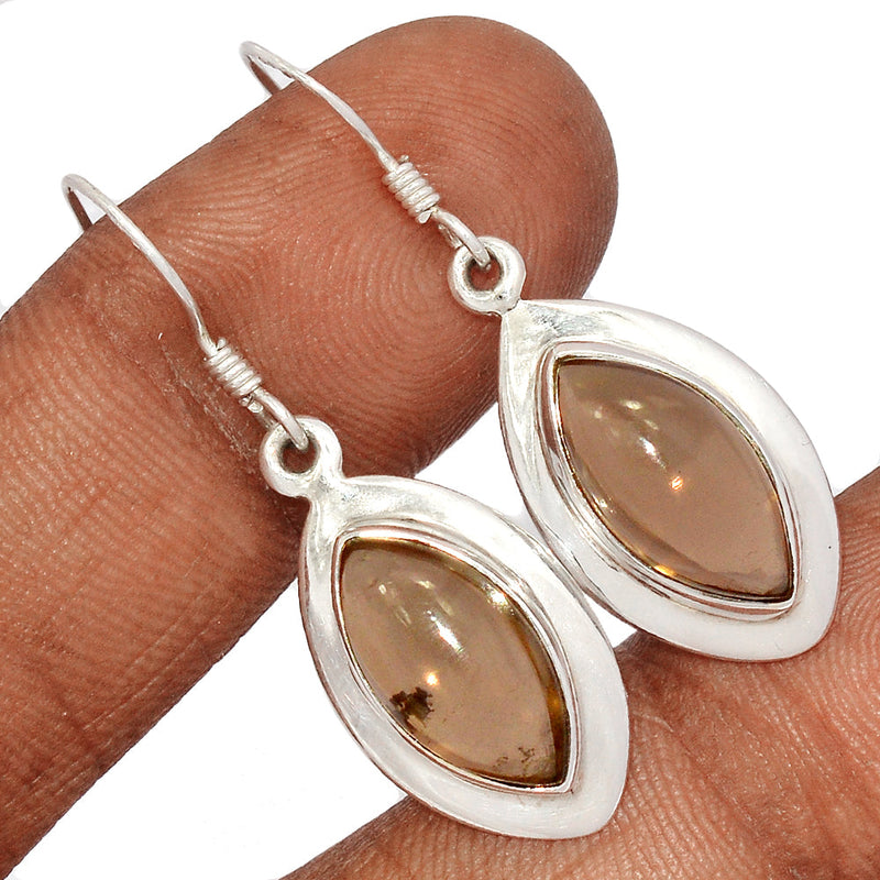 1.6" Diva - Smokey Quartz Cabochon Earrings - SMCE216