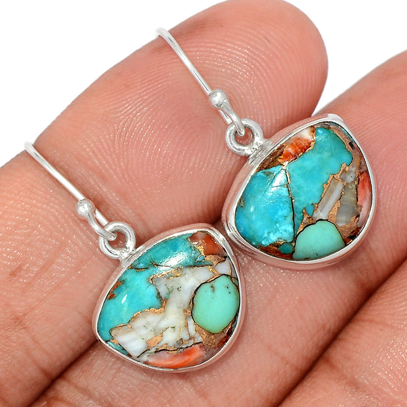 1.2" Spiny Oyster Arizona Turquoise Earrings - SOTE704