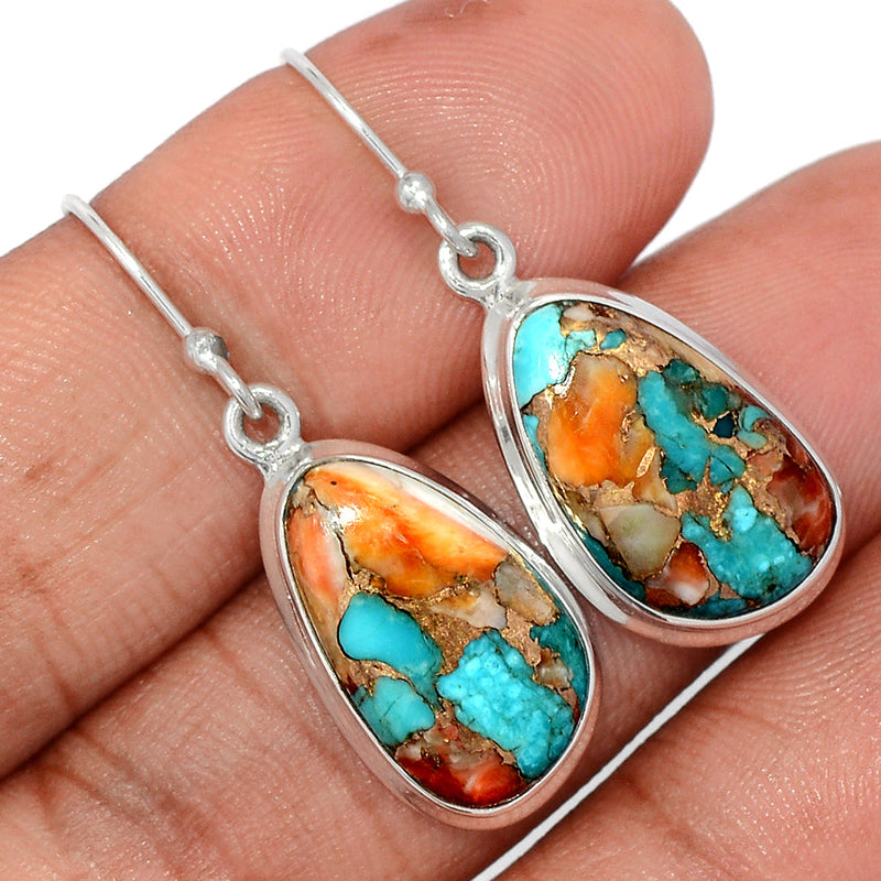 1.5" Spiny Oyster Arizona Turquoise Earrings - SOTE707