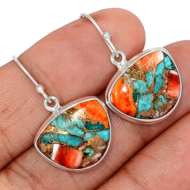 1.2" Spiny Oyster Arizona Turquoise Earrings - SOTE709